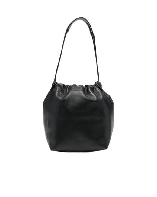 Jil Sander Black Dumpling Drawstring Shoulder Bag