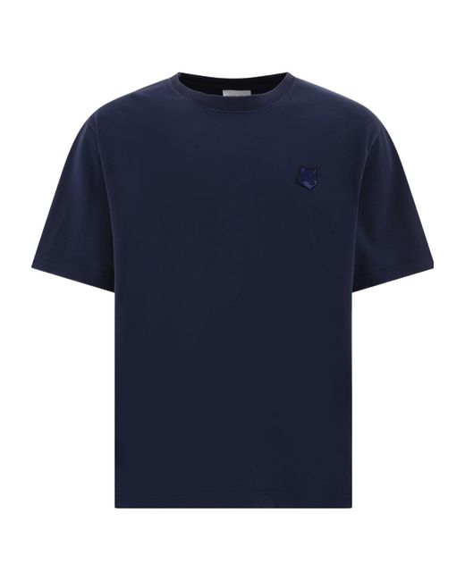 Maison Kitsuné Blue Maison Kitsuné Bold Fox Head Patch Crewneck T-Shirt for men