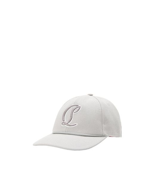 Christian Louboutin White Solid Color Baseball Cap for men