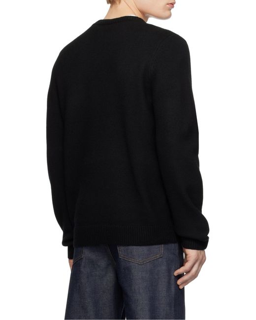 A.P.C. Black Edward Logo Intarsia-Knit Crewneck Jumper for men