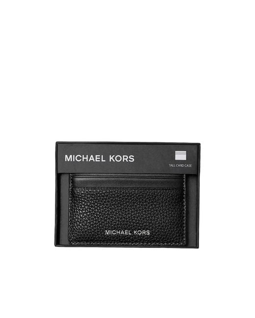Michael Kors Black Cooper Pebbled Leather Tall Card Case