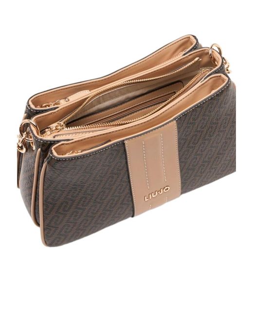 Liu Jo Brown Monogram Detachable Shoulder Bag