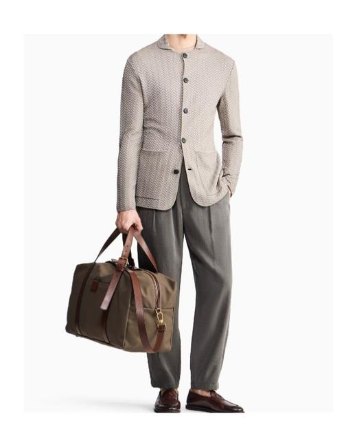Giorgio Armani Gray Chevron Knit Jacket for men