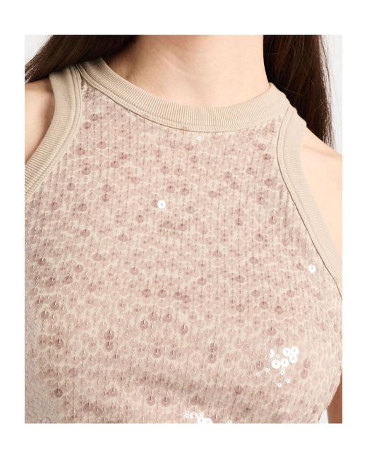 Brunello Cucinelli Natural Crew Neck Sequin Vest