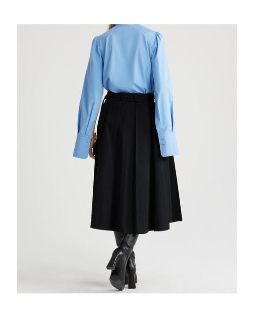 Patou Blue Ascot Tied-Neck Blouse