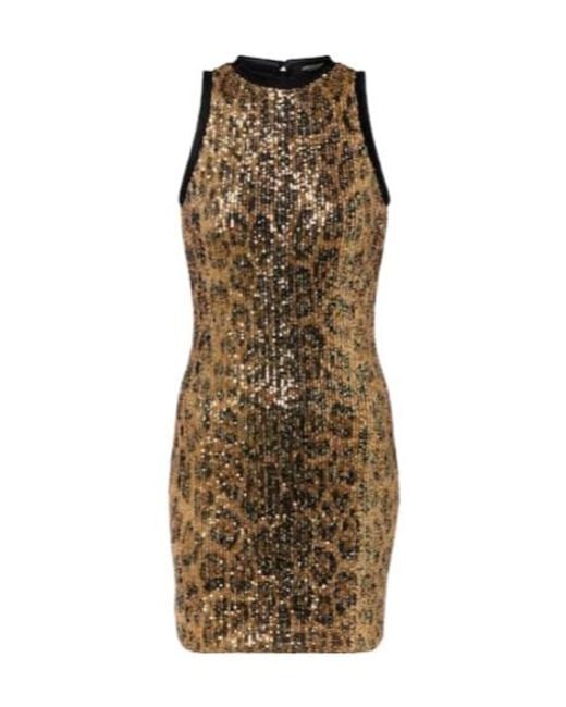 Roberto Cavalli Natural Sequined Leopard-Print Minidress