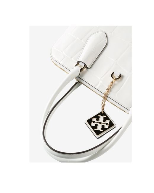 Tory Burch Gray Swing Crocodile-Embossed Tote Bag