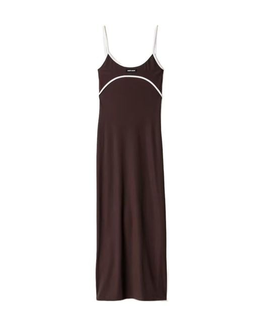 Miu Miu Purple Stretch Jersey Midi-Dress