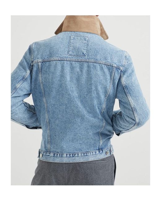 Brunello Cucinelli Blue Contrasting-Collar Denim Jacket for men