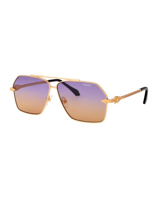 Versace Purple Geometric-Frame Sunglasses for men