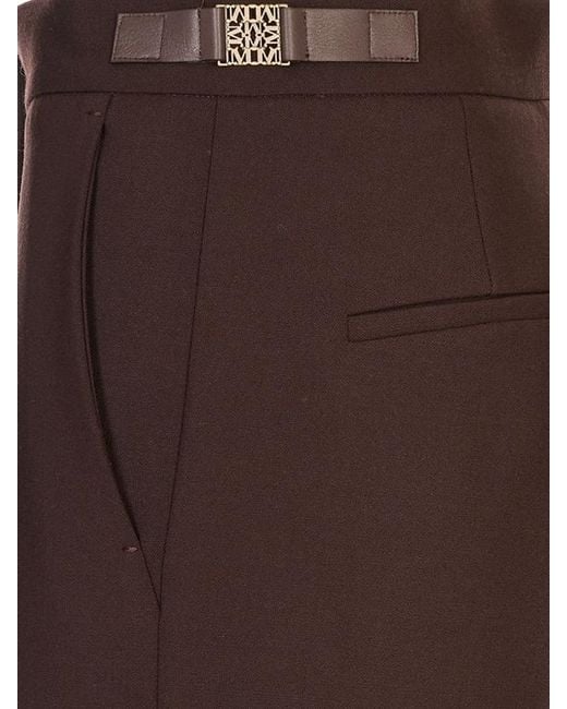 Max Mara Brown Mxmacino Logo-Plaque Trousers