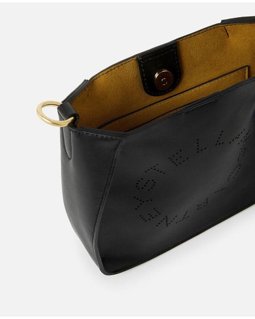 Stella McCartney Black Logo Perforated Shoulder Bag