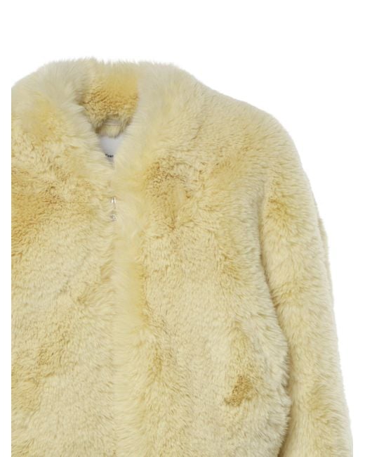 Frankie Shop Yellow Butter Faux Fur Bomber Jacket