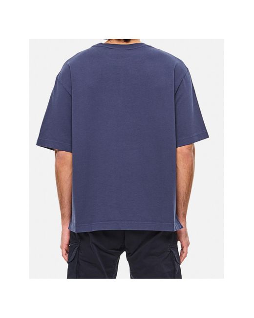 Maison Kitsuné Blue Maison Kitsuné Logo-Embroidered Crewneck T-Shirt for men