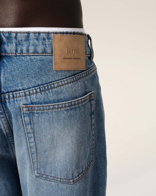 AMI Blue Ami Large Fit Jeans for men