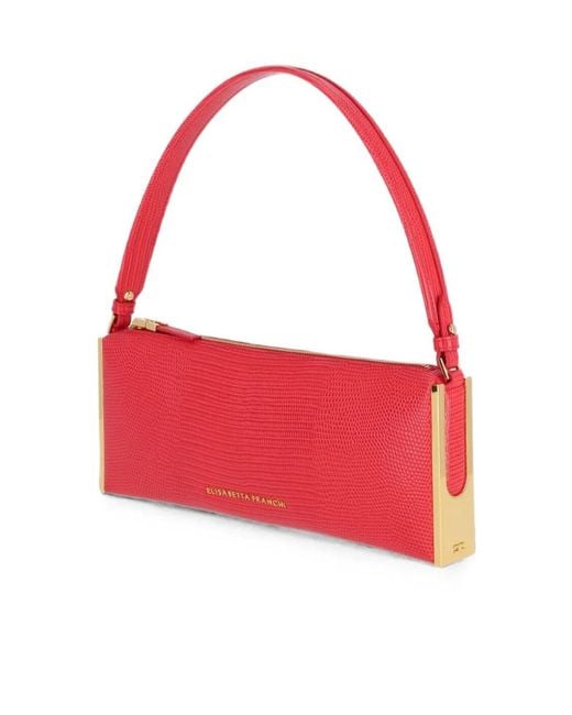 Elisabetta Franchi Red Embossed Over-The-Shoulder Bag