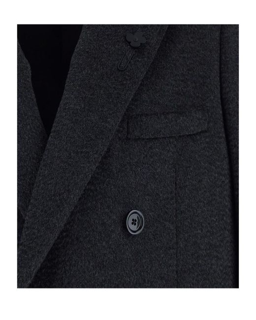 Lardini Black Double-Breasted Tailored Coat for men