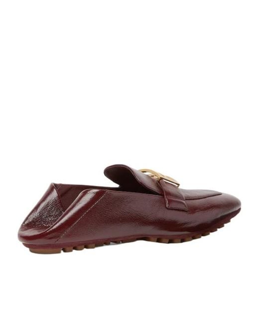 Fendi Brown Baguette Ff Buckle Loafers