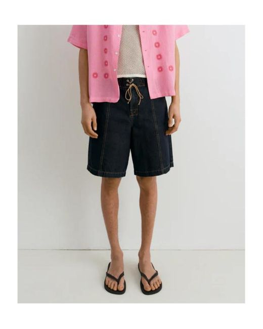GIMAGUAS Blue Relaxed Fit Drawstring Shorts for men