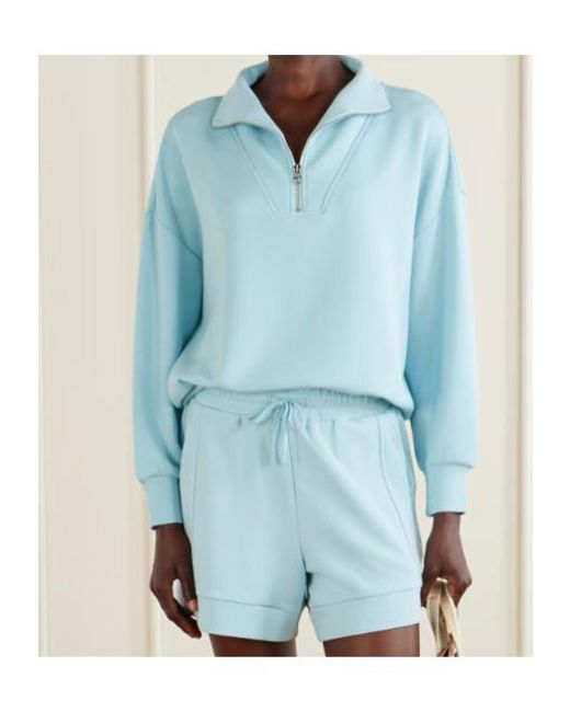 Varley Blue Long-Sleeved Half-Zip Sweatshirt