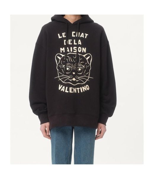 Valentino Black Chat De La Maison Drawstring Hoodie for men