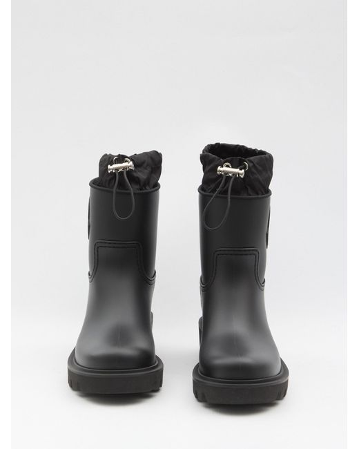 Moncler Black Kickstream Logo Patch Rain Boots