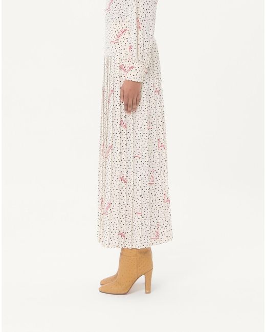 Valentino Natural Plusdepois Bubble Print Crepe De Chine Long Skirt