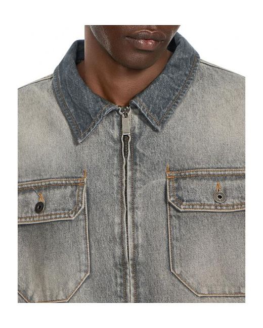 Off-White c/o Virgil Abloh Gray Bookish Zip-Up Denim Jacket for men