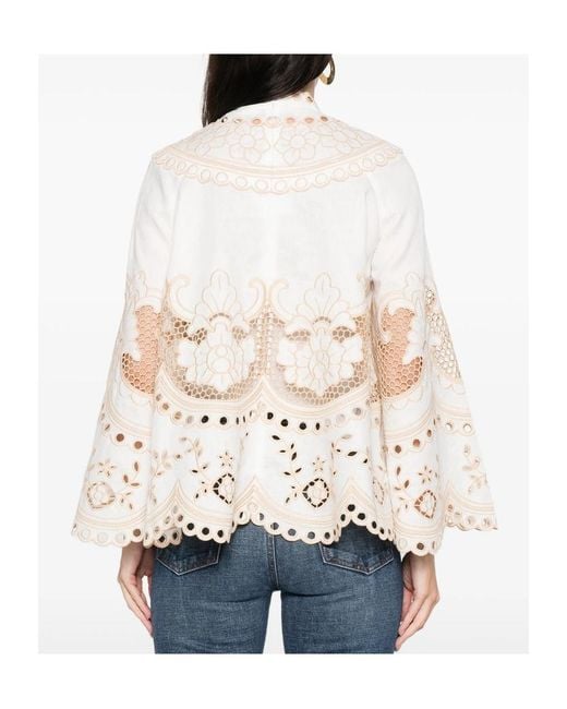 Zimmermann Natural Wanderlust Button Embroidery Blouse