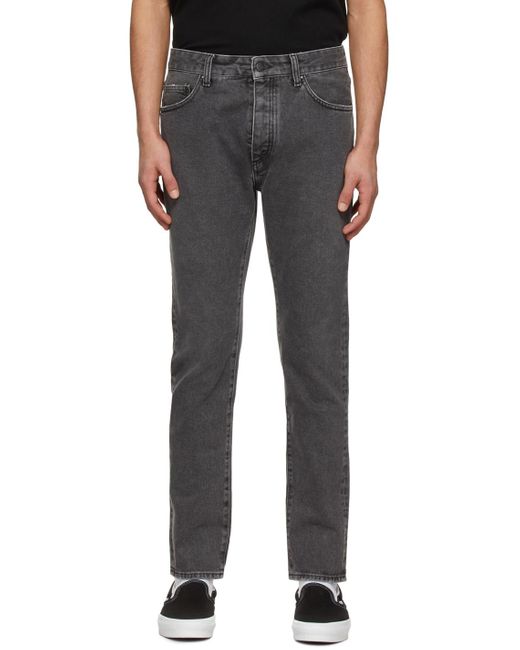 Palm Angels Gray Logo Printed Straight Leg Jeans for men
