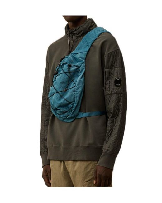 C P Company Green Half-Zip Quilted Sleeve Sweatshirt for men