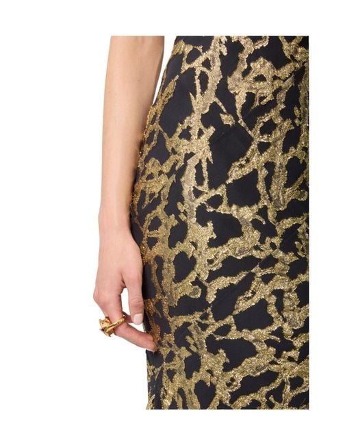 Nina Ricci Metallic Marbled-Motif Silk Maxi Dress