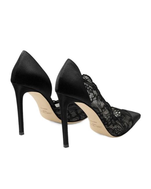 Jimmy Choo Black Brigitte 100 Lace And Satin Pumps
