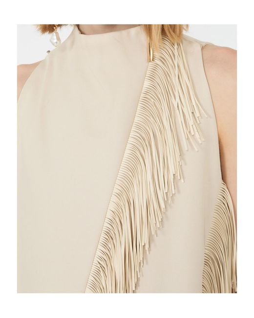 Sportmax White Fringed Detail Asymmetric Top