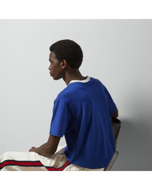 Gucci Blue Logo Logo Short-Sleeved T-Shirt for men