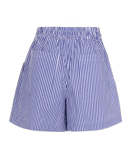 P.A.R.O.S.H. Blue Striped Drawstring Shorts