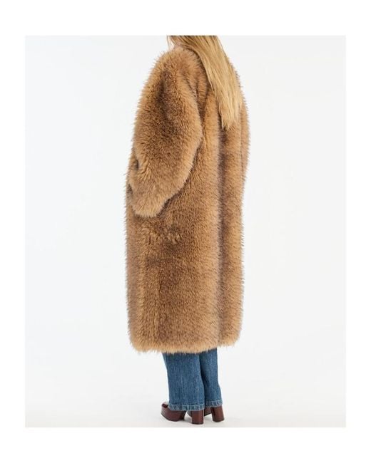 ROTATE BIRGER CHRISTENSEN Natural Faux Fur Long Coat