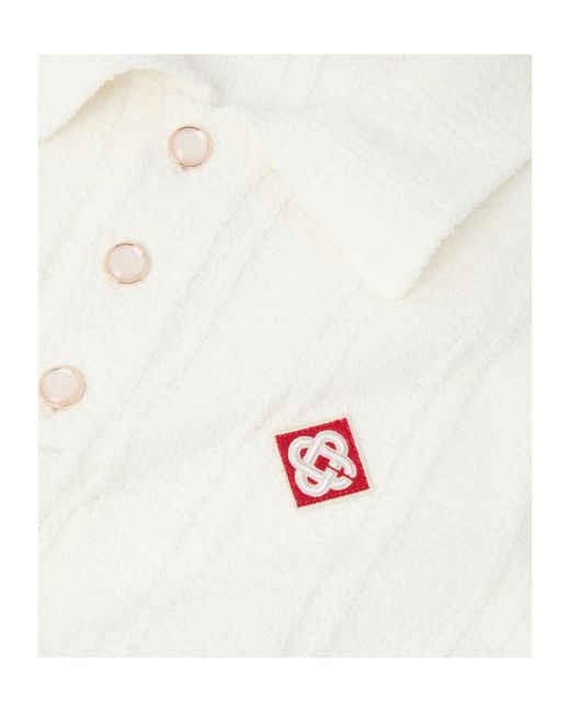 Casablanca White Textured Polo Knitted Sweater for men