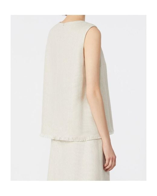 Max Mara White 'S Anika Fringed Sleeveless Top