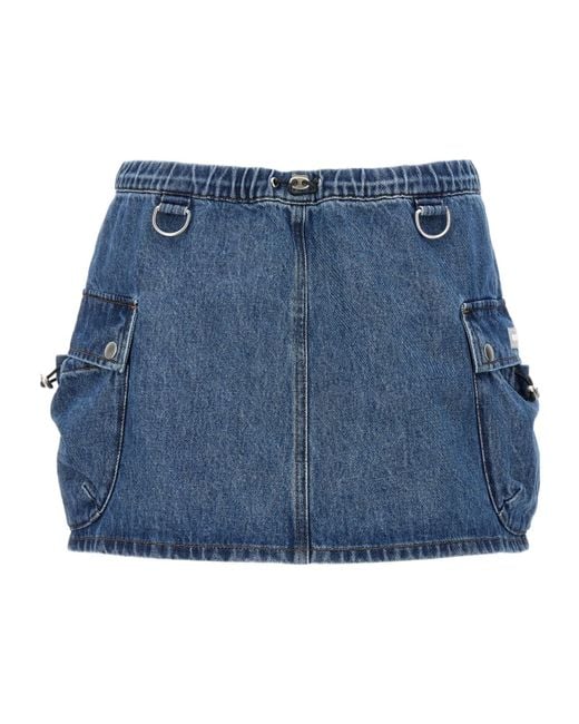 Coperni Blue Drawstring-Waist Denim Mini Skirt
