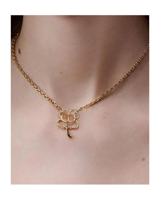 Dior Metallic Cd Shiny Clover Necklace