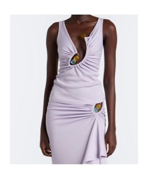Christopher Esber Purple Spiral Beach Glass Ribbed-Knit Jersey Top
