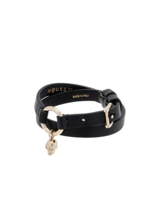 McQueen Black Skull Ring Double Wrap Bracelet