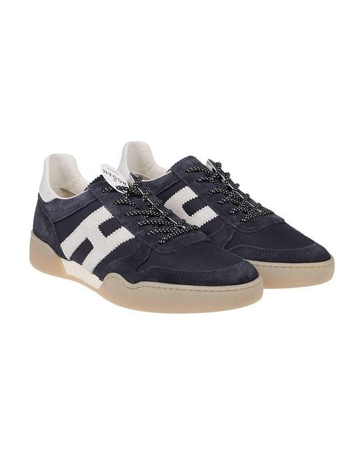 Hogan Blue H357 Monogram Patch Sneakers for men
