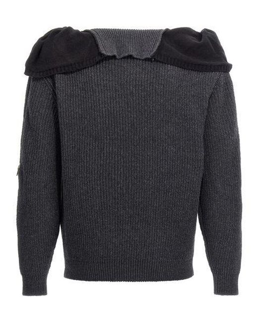 Y. Project Blue Zip Hooded Knitted Jumper for men