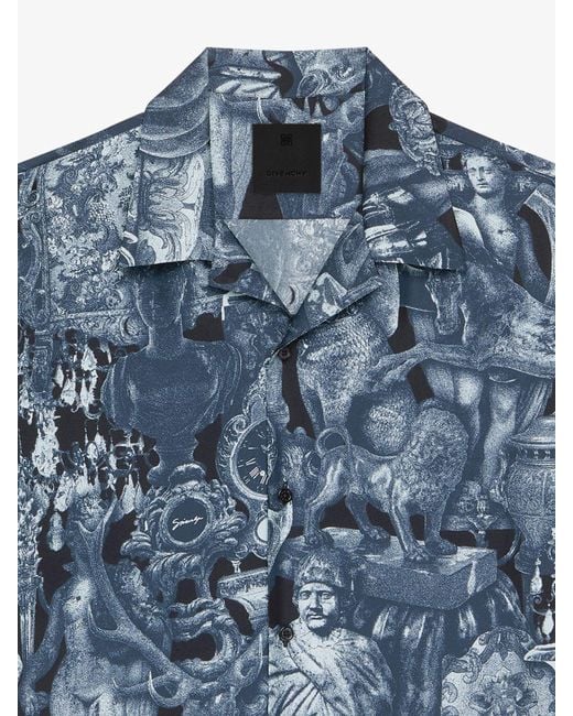 Givenchy Blue Hubert Objects Print Short-Sleeve Shirt for men
