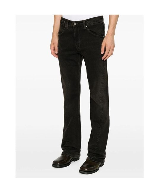 Levi's Black Logo-Patch Straight-Leg Jeans for men