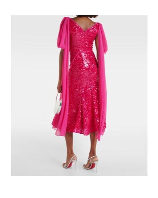 Erdem Pink Sequined Midi Dress