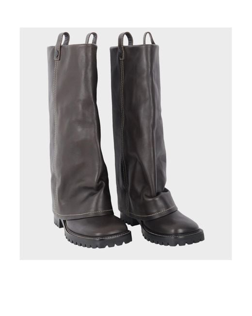 Acne Gray Round Toe Boots for men