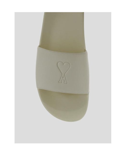 AMI White Ami De Coeur Sliders for men